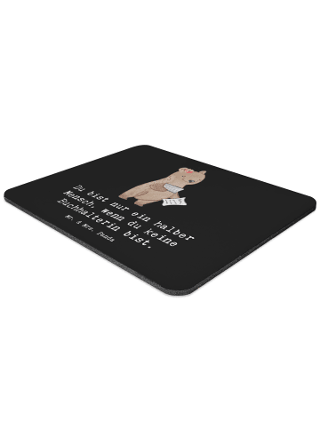 Mr. & Mrs. Panda Mousepad Buchhalterin Herz mit Spruch in Schwarz