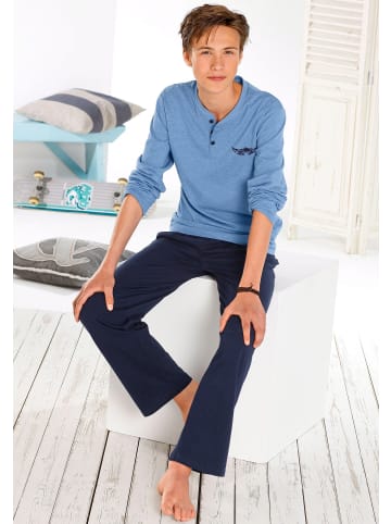 AUTHENTIC LE JOGGER Pyjama in blau-meliert-marine