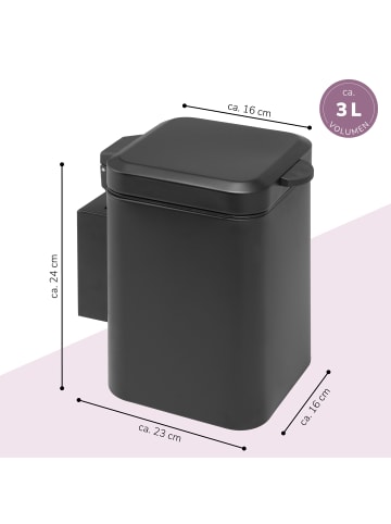 bremermann Wand-Kosmetikeimer 3 Liter schwarz