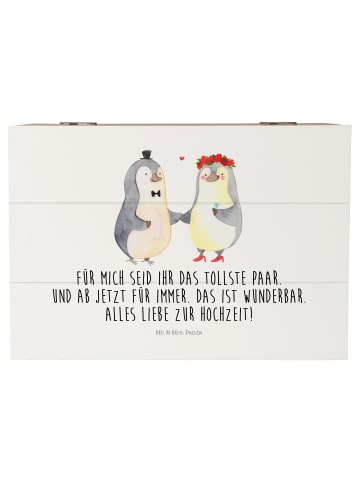 Mr. & Mrs. Panda Geschenkdose Hochzeit Pinguin mit Spruch in Weiß