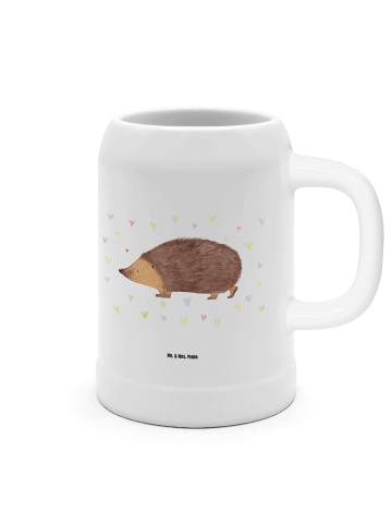 Mr. & Mrs. Panda Krug Igel Herzen ohne Spruch in Weiß