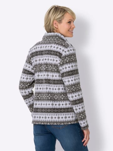 Sieh an! Fleecejacke in ecru-anthrazit-bedruckt