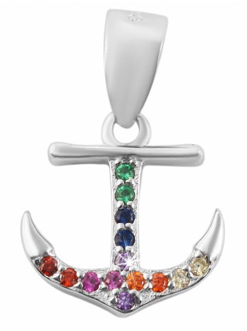 Adeliás Damen Anhänger Anker aus 925 Silber mit Zirkonia in silber