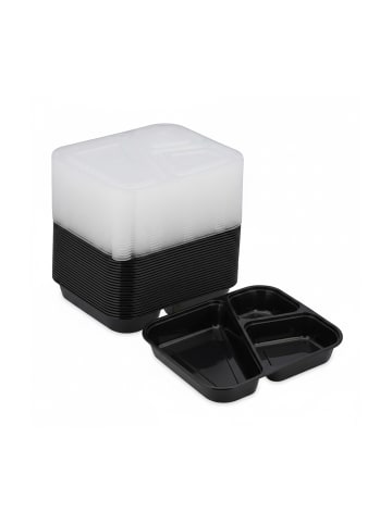 relaxdays 24 x Meal Prep Box in Schwarz/ Transparent
