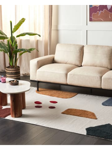 Beliani Kurzflor TAGVETI in Bunt/Weiß - (W) 140 x (L) 200 cm