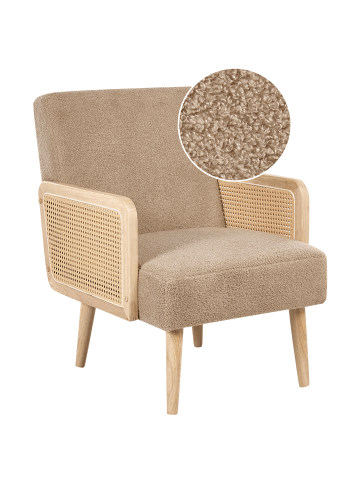 Beliani Sessel HOJBY in Beige/Braun - (W) 61 x (H) 82 x (L) 74 cm