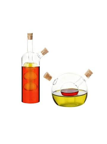 relaxdays 2-tlg. Essig-Öl-Flaschen-Set in Transparent