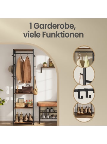 VASAGLE Garderobenständer Barnet in Schwarz-Braun - (B)47 x (H)180 x (T)30.5 cm