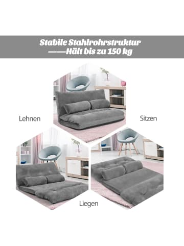 COSTWAY Bodensofa 3 in 1 Klappbar in Grau