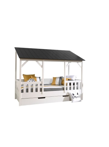 58 aufm Kessel HAUSBETT Kateena 214x174x105 aus MDF+Massivholz in Weiß/Schwarz