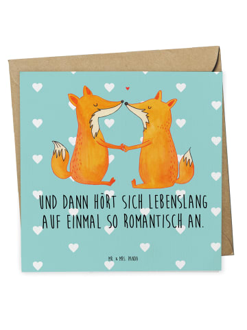 Mr. & Mrs. Panda Doppelkarte Füchse Liebe mit Spruch in Türkis Pastell