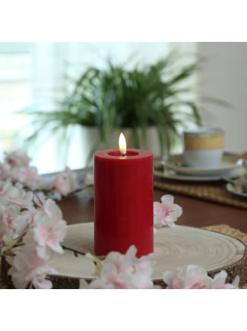 Adilina LED Kerze LINA Echtwachs Rustik-Optik 7x11cm in rot