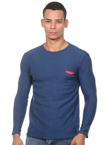 FIOCEO Pullover Rundhals slim fit in indigo