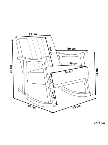 Beliani Schaukelsessel LEKNES in Weiß/Braun - (W) 63 x (H) 78 x (L) 96 cm