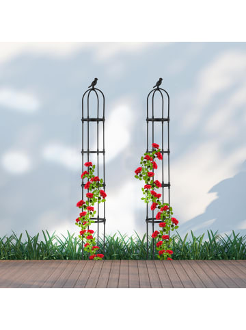 2 x Ranksäule in Schwarz - (H)188 x Ø 24 cm