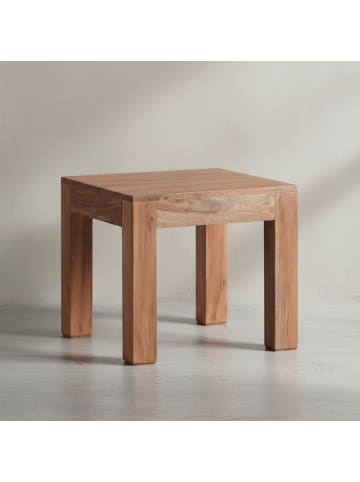 KADIMA DESIGN Tisch Akazienholz | Handgefertigt, 45x40x45cm, 50kg Belastbar in Beige