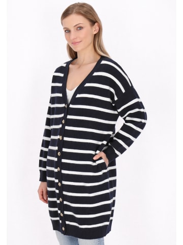 DreiMaster Women Cardigan in navy offwhite stripe