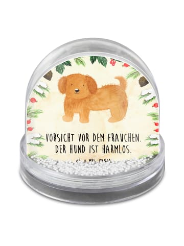 Mr. & Mrs. Panda Schneekugel Hund Flauschig mit Spruch in Naturpapier
