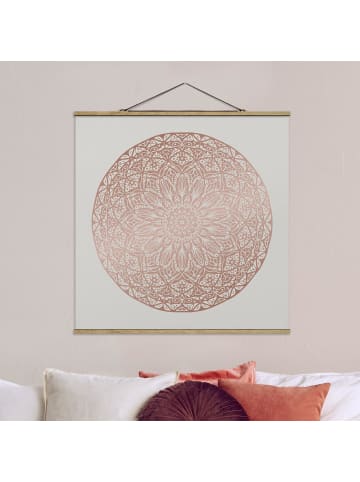 WALLART Stoffbild - Mandala Ornament in Kupfergold in Creme-Beige