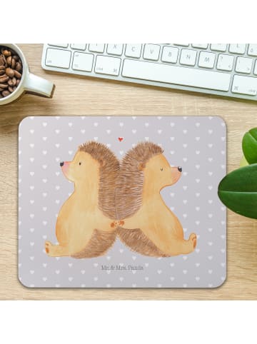Mr. & Mrs. Panda Mousepad Igel händchenhaltend ohne Spruch in Grau Pastell