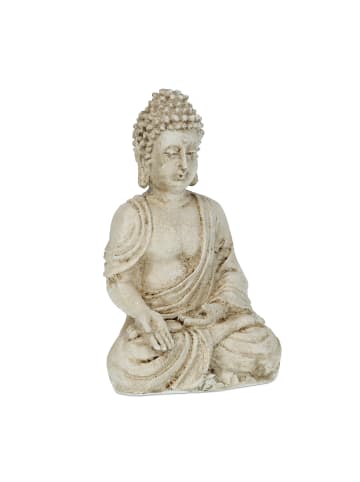 relaxdays Buddhafigur in Weiß - (B)10,5 x (H)17,5 x (T)7,5 cm