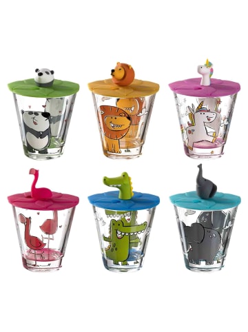 LEONARDO 6er Set Kinderbecher mit Deckel Bambini 215 ml bunt in bunt