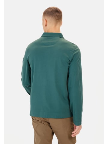 Camel Active Langarm Poloshirt aus reiner Baumwolle in Dunkelgrün