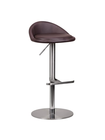KADIMA DESIGN Barhocker DONAU | Höhenverstellbar, Edelstahl, Rückenlehne, 110kg in Braun