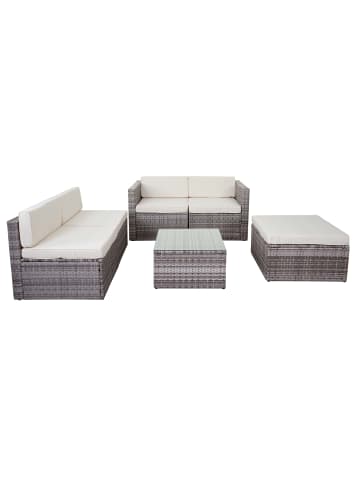 MCW Poly-Rattan-Garnitur D24, Grau, Polster creme