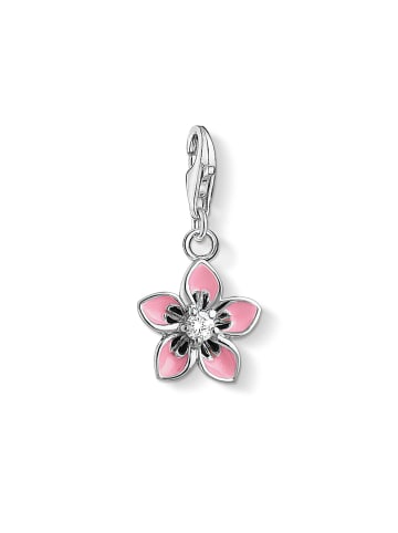 Thomas Sabo Charm-Anhänger Rosa Blume in silber, pink