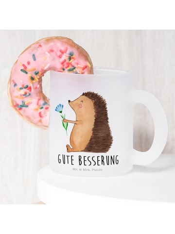 Mr. & Mrs. Panda Becher Igel Blumen mit Spruch in Transparent