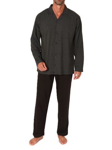 NORMANN Langarm Schlafanzug Pyjama zum durchknöpfen - 86537 in braun
