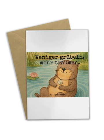 Mr. & Mrs. Panda Motivkarte Otter Muschel Design mit Spruch in Weiß