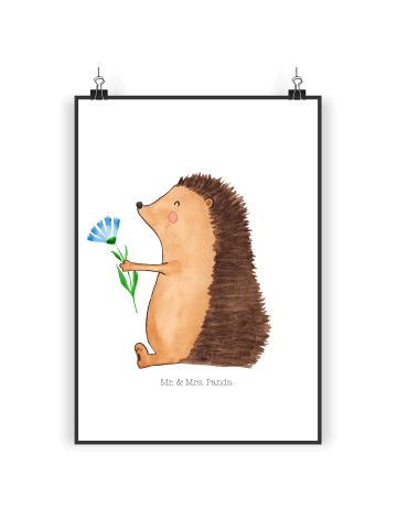 Mr. & Mrs. Panda Bild Igel Blumen ohne Spruch in Weiß
