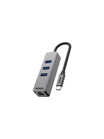 COFI 1453 Sitecom USB-C-zu-Ethernet + 3x USB-Hub (AD-1008) in Grau