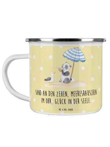 Mr. & Mrs. Panda Kaffeebecher Sommer Meer Glück mit Spruch in Gelb Pastell