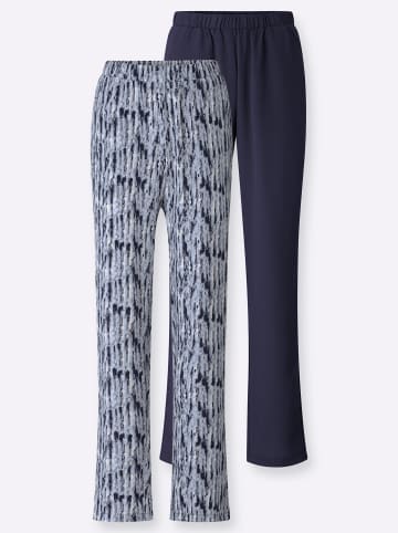 Sieh an! Schlupfhose in marine + taubenblau-ecru-bedruckt