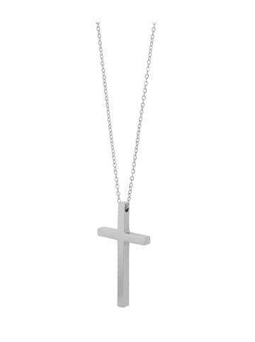 Adeliás Unisex Halskette mit Anhänger – Kreuz aus Edelstahl in silber