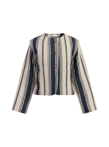 DreiMaster Vintage Damen Kurze Blazerjacke in Dunkelmarine Wollweisser Streifen