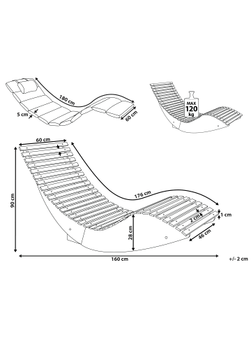 Beliani 2-tlg Gartenliege BRESCIA PREMIUM in Braun/Grün