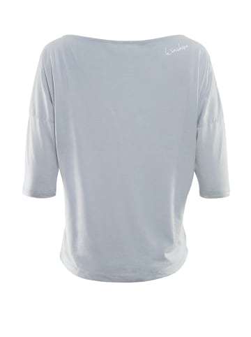 Winshape ¾-Arm Shirt Ultra Light mit Glitzer-Aufdruck MCS001 in cool grey/glitzer/weiß