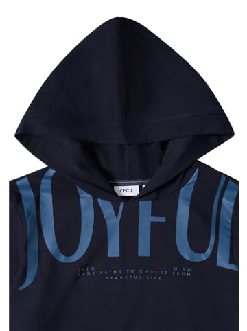 Cecil Kapuzenshirt mit Wording in Blau