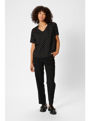 Kaffe Kurzarm-Bluse KAtina Regular fit in Black/Chalk Dot