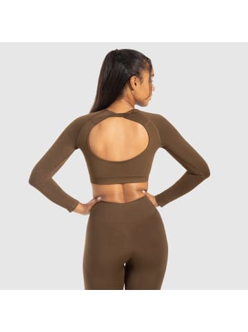 SMILODOX Crop Longsleeve Bethy Seamless in Braun