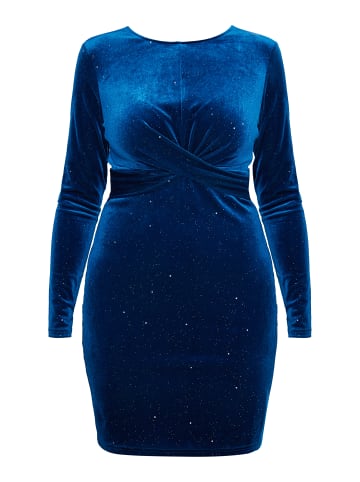 faina Damen Glitzerndes Samtkleid in Smaragd Blau
