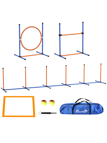 Pawhut Hunde Agility Set Orange+Blau Kunststoff+ Oxfordstoff