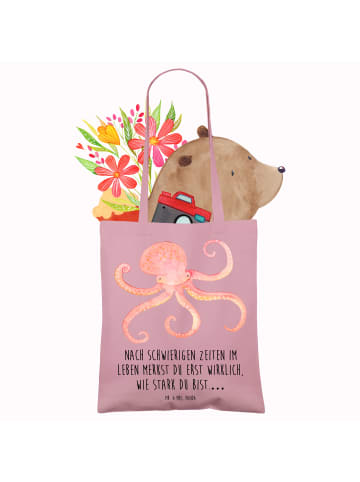 Mr. & Mrs. Panda Tote Bag Tintenfisch mit Spruch in Rosa Pastell