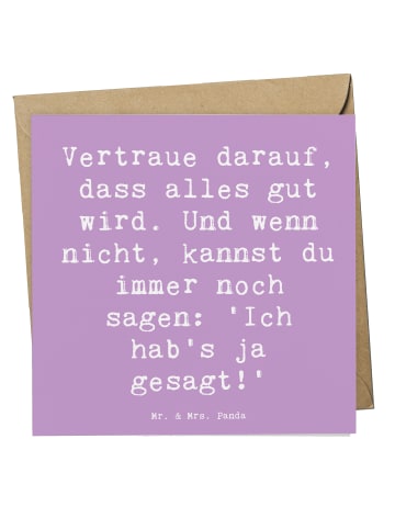 Mr. & Mrs. Panda Geschenkkarte Spruch Schutz & Vertrauen mit Spruch in Lavendeltraum