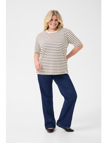 KAFFE curve T-shirt KCWinni Loose fit in Ant. White/Fudge Stripe