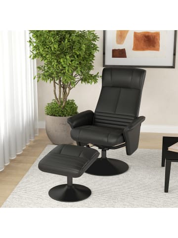 HOMCOM Relaxsessel mit Fußhocker-69L x 71B x 104H cm-Schwarz